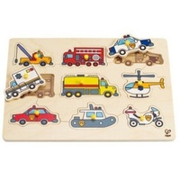 Hape - Emergency Vehicles Peg Puzzle - 9pc