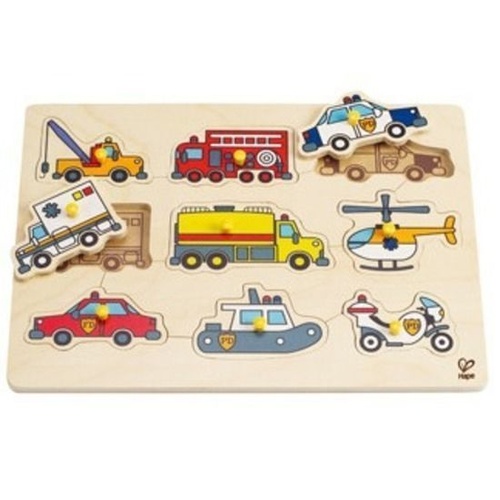 Hape - Emergency Vehicles Peg Puzzle - 9pc