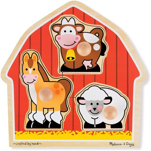 Melissa & Doug - Barnyard Animals Jumbo Knob Puzzle 3pc