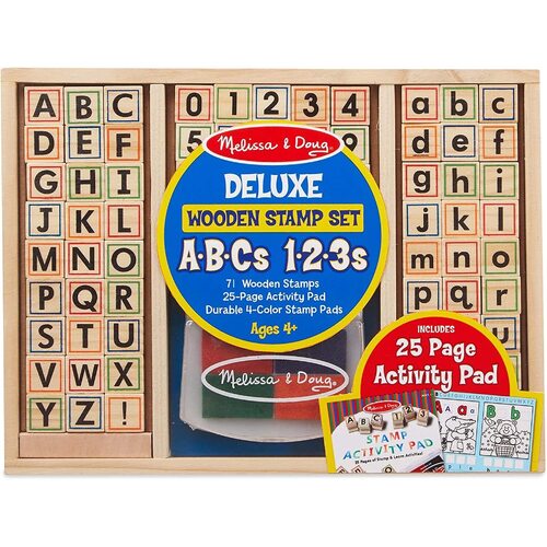 Melissa & Doug - Deluxe Wooden ABC-123 Stamp Set