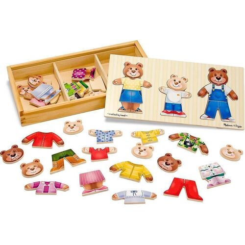 Melissa & Doug - Wooden Bear Family Dress Up - 45pc