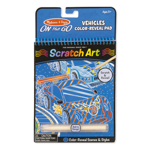 Melissa & Doug - On The Go - Scratch Art Color-Reveal Pad - Vehicles