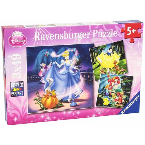 Ravensburger - Disney Snow White, Cinderella and Ariel Puzzle 3x49pc 