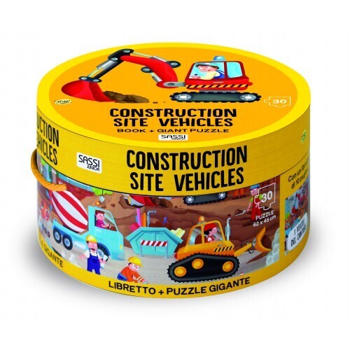 Sassi - Construction Site Vehicles Giant Puzzle & Book Set